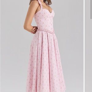 House of CB Pink Georgie Floral Midi Dress NWT